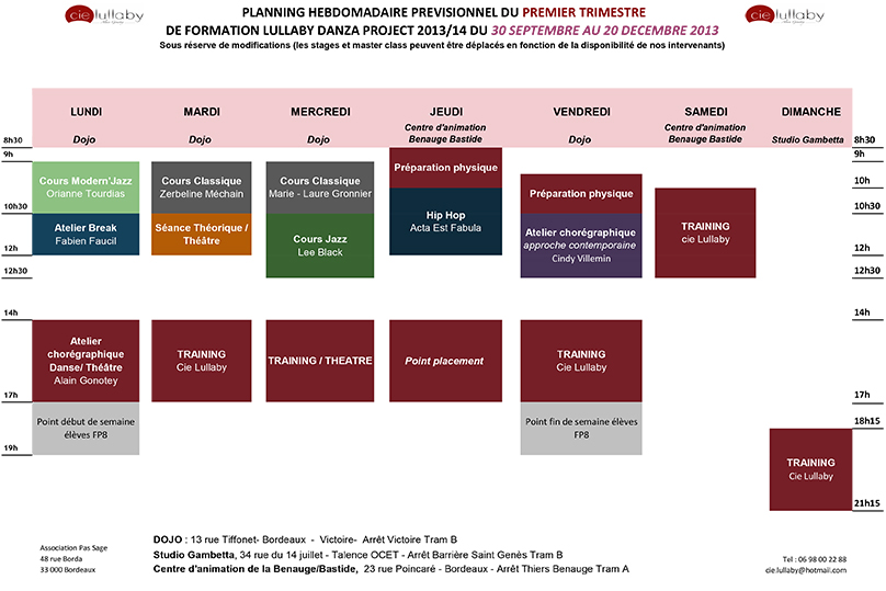 Planning hebdo 1er trimestre 2013 2014